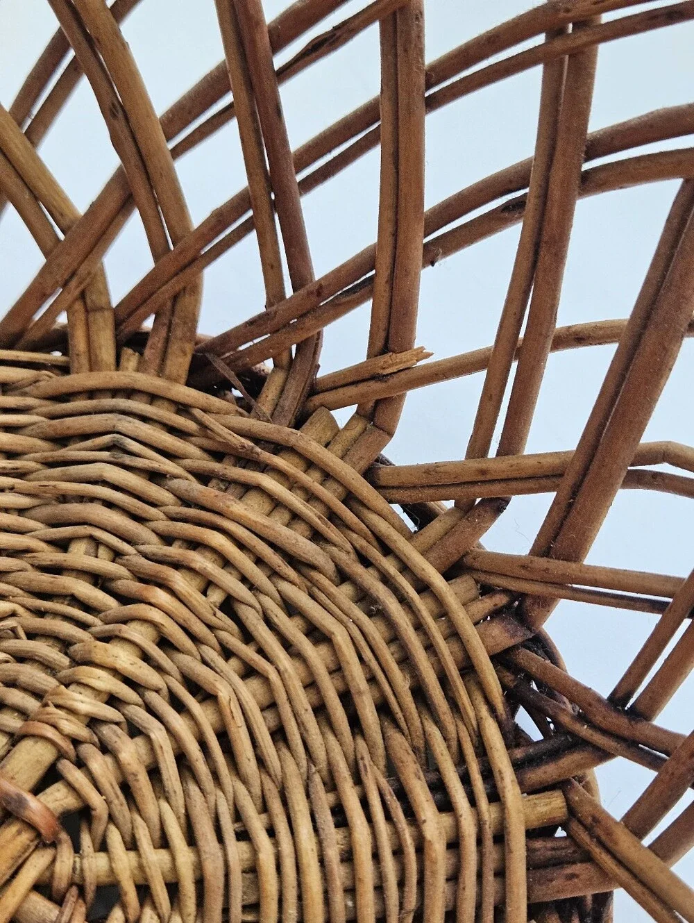 Vintage Boho Rattan Basket Serving Tray Rattan Wicker wall decor Yugoslavia MCM